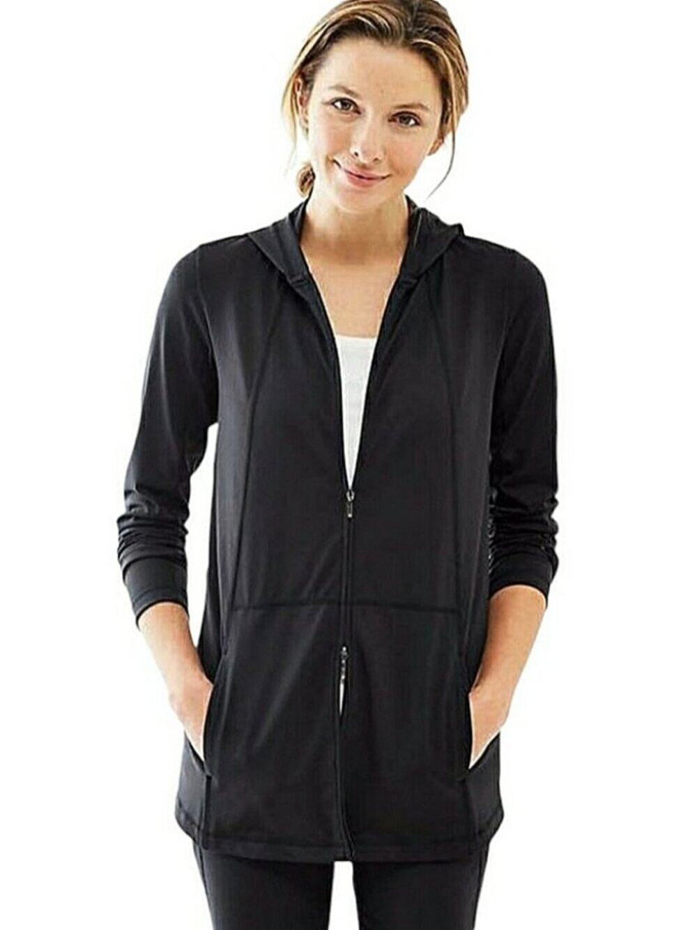 Jill Fit Out & About Shirttail Jacket Black Full-Zip Pockets Athleisure Size 3X